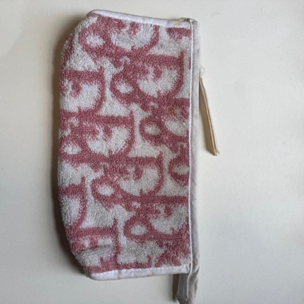 Christian Dior Terry Towel Cloth Clutch Pouch Pink Monogram Logo Trotter - Picture 4 of 8